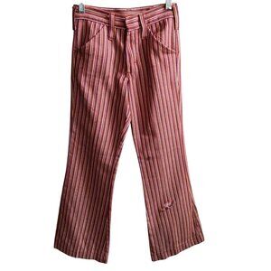 23x26 Boys Vintage Jeans 1970's Red Yellow Striped Flared Distress Hippy Bells